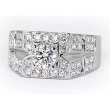 Afbeelding in Gallery-weergave laden, 3 karaat ronde diamanten jubileum herenring wit goud 14k - harrychadent.nl
