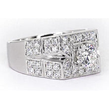 Afbeelding in Gallery-weergave laden, 3 karaat ronde diamanten jubileum herenring wit goud 14k - harrychadent.nl