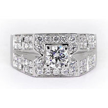 Afbeelding in Gallery-weergave laden, 3 karaat ronde diamanten jubileum herenring wit goud 14k - harrychadent.nl