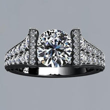 Afbeelding in Gallery-weergave laden, 3 karaats ronde diamanten zwart gouden 14K ring met accenten sieraden Nieuw - harrychadent.nl