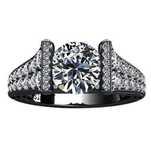 Afbeelding in Gallery-weergave laden, 3 karaats ronde diamanten zwart gouden 14K ring met accenten sieraden Nieuw - harrychadent.nl