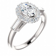 Afbeelding in Gallery-weergave laden, 3 stenen ovale en stokbrood verlovingsring 1,30 karaat witgoud 14K - harrychadent.nl