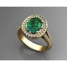 Afbeelding in Gallery-weergave laden, 3,5 ct ovaal geslepen groene smaragd met halo diamanten ring - harrychadent.nl