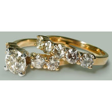 Afbeelding in Gallery-weergave laden, 3,51 ct ronde diamanten verlovingsring band set geel goud - harrychadent.nl