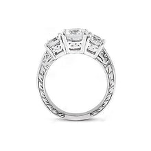 Afbeelding in Gallery-weergave laden, 3.01 Ct. Diamanten ring met 3 stenen in antieke stijl wit goud 14K - harrychadent.nl