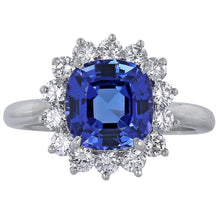 Afbeelding in Gallery-weergave laden, 3.25 karaat Asscher Tanzaniet & ronde diamanten trouwring - harrychadent.nl