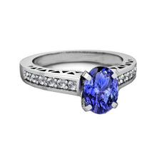 Afbeelding in Gallery-weergave laden, 3.25 karaat tanzaniet en diamanten verlovingsring 14K witgoud - harrychadent.nl