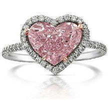 Afbeelding in Gallery-weergave laden, 3.35 karaat hart roze saffier en ronde kleine diamanten edelsteen ring - harrychadent.nl