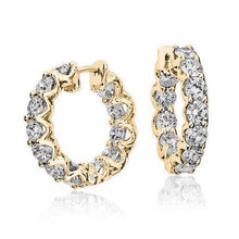 Afbeelding in Gallery-weergave laden, 3.60 karaat ronde briljant geslepen diamanten dame hoepel oorbellen 14K goud - harrychadent.nl