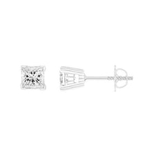 Afbeelding in Gallery-weergave laden, 4 ct Big Princess Cut Prong Set Diamond Stud Earring - harrychadent.nl