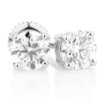 Afbeelding in Gallery-weergave laden, 4 karaats ronde geslepen prong set diamanten studs oorbel wit goud - harrychadent.nl