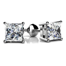 Afbeelding in Gallery-weergave laden, 4 kt Princess Cut Diamond Stud Earring 14K witgoud Nieuw - harrychadent.nl