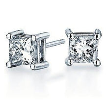 Afbeelding in Gallery-weergave laden, 4 kt Princess Cut Diamond Stud Earring 14K witgoud - harrychadent.nl