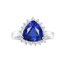 Afbeelding in Gallery-weergave laden, 4.60 Karaat Triljoen Ceylon Saffier Ronde Diamanten Ring Wit Goud 14K - harrychadent.nl