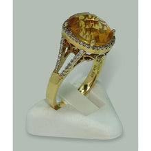 Afbeelding in Gallery-weergave laden, 4.75 Karaat Citrien & Diamanten Ring Met Accenten Geel Goud 14K - harrychadent.nl
