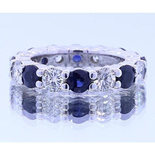 Afbeelding in Gallery-weergave laden, 4.80 karaat ronde eeuwigheid band sieraden blauwe saffier wit goud 14k - harrychadent.nl