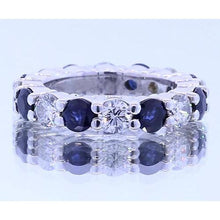 Afbeelding in Gallery-weergave laden, 4.80 karaat ronde eeuwigheid band sieraden blauwe saffier wit goud 14k - harrychadent.nl