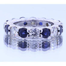 Afbeelding in Gallery-weergave laden, 4.80 karaat ronde eeuwigheid band sieraden blauwe saffier wit goud 14k - harrychadent.nl