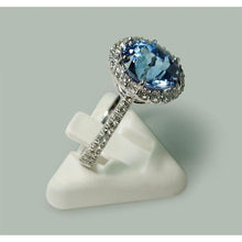 Afbeelding in Gallery-weergave laden, echte round tanzaniet 6karaat ring close-up detail