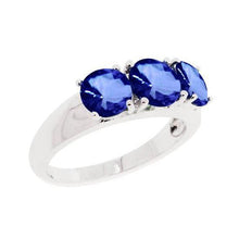 Afbeelding in Gallery-weergave laden, 6 karaat blauwe tanzaniet ring wit goud 3 stenen edelstenen Nieuw - harrychadent.nl