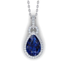 Afbeelding in Gallery-weergave laden, 6.65 ct. Hanger ketting 14K peer tanzaniet met ronde diamanten
