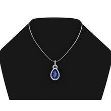 Afbeelding in Gallery-weergave laden, 6.65 ct. Hanger ketting 14K peer tanzaniet met ronde diamanten