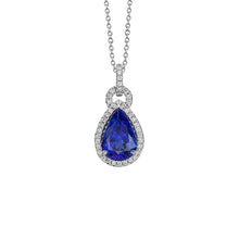 Afbeelding in Gallery-weergave laden, 6.65 ct. Hanger ketting 14K peer tanzaniet met ronde diamanten - harrychadent.nl