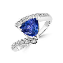 Afbeelding in Gallery-weergave laden, 7.25 ct Solitaire met accent Tanzaniet met diamanten Ring 14K goud - harrychadent.nl