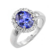 Afbeelding in Gallery-weergave laden, 7.50 ct ovale tanzaniet met diamanten trouwring goud wit 14k - harrychadent.nl