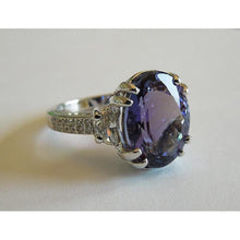 Afbeelding in Gallery-weergave laden, 8,51 ct trouwring ovale tanzaniet diamanten wit goud 14K - harrychadent.nl