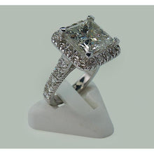 Afbeelding in Gallery-weergave laden, 9 karaat enorme prinses diamanten ring met accenten wit goud 14K - harrychadent.nl