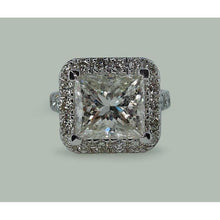 Afbeelding in Gallery-weergave laden, 9 karaat enorme prinses diamanten ring met accenten wit goud 14K - harrychadent.nl