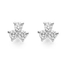 Afbeelding in Gallery-weergave laden, Aangepaste sieraden ronde diamanten studs drie stenen oorbel