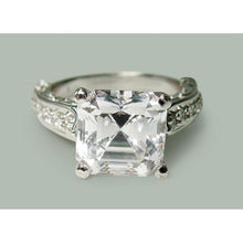 Afbeelding in Gallery-weergave laden, Asscher geslepen diamanten verlovingsring 3.28 karaat witgoud 14K - harrychadent.nl