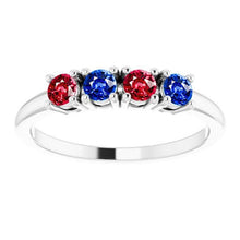 Afbeelding in Gallery-weergave laden, Band Ruby Sapphire Ring 0,80 karaat griffenzetting wit goud 14K - harrychadent.nl