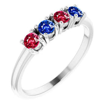 Afbeelding in Gallery-weergave laden, Band Ruby Sapphire Ring 0,80 karaat griffenzetting wit goud 14K - harrychadent.nl