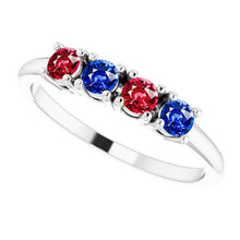 Afbeelding in Gallery-weergave laden, Band Ruby Sapphire Ring 0,80 karaat griffenzetting wit goud 14K - harrychadent.nl