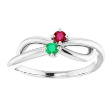 Afbeelding in Gallery-weergave laden, Birma Ruby 0,30 Karaat Groene Emerald Infinity Twist Edelsteen Ring - harrychadent.nl