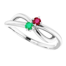 Afbeelding in Gallery-weergave laden, Birma Ruby 0,30 Karaat Groene Emerald Infinity Twist Edelsteen Ring - harrychadent.nl