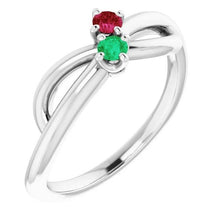 Afbeelding in Gallery-weergave laden, Birma Ruby 0,30 Karaat Groene Emerald Infinity Twist Edelsteen Ring - harrychadent.nl
