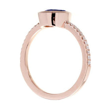 Afbeelding in Gallery-weergave laden, Blauwe Saffier Solitaire Ring Bezel Set Met Diamanten Goud 3,50 Karaat - harrychadent.nl