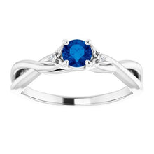 Afbeelding in Gallery-weergave laden, Blauwe saffier 1.50 karaat ring gedraaide schacht wit goud 14k - harrychadent.nl