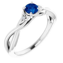 Afbeelding in Gallery-weergave laden, Blauwe saffier 1.50 karaat ring gedraaide schacht wit goud 14k - harrychadent.nl