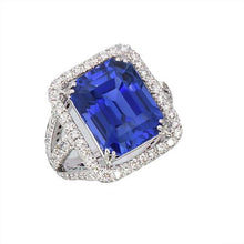 Afbeelding in Gallery-weergave laden, Blauwe saffier diamanten Halo verlovingsring 6,50 karaat goud 14K - harrychadent.nl