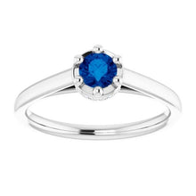 Afbeelding in Gallery-weergave laden, Blauwe saffier ronde ring Prong stijl 1,25 karaat witgoud 14K - harrychadent.nl