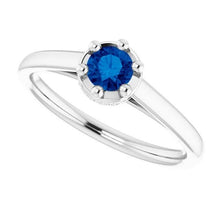 Afbeelding in Gallery-weergave laden, Blauwe saffier ronde ring Prong stijl 1,25 karaat witgoud 14K - harrychadent.nl