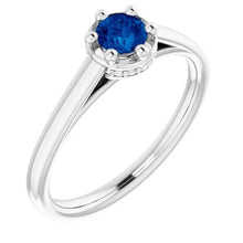 Afbeelding in Gallery-weergave laden, Blauwe saffier ronde ring Prong stijl 1,25 karaat witgoud 14K - harrychadent.nl