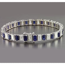Afbeelding in Gallery-weergave laden, Blauwe saffier smaragd gesneden tennisarmband 12 karaat sieraden Nieuw - harrychadent.nl