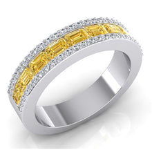 Afbeelding in Gallery-weergave laden, Canarische gele diamant Smaragd geslepen & ronde gouden band 3,25 karaat