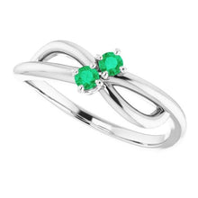 Afbeelding in Gallery-weergave laden, Colombiaanse smaragd ring 0,30 karaat Infinity Twist U Prong sieraden - harrychadent.nl